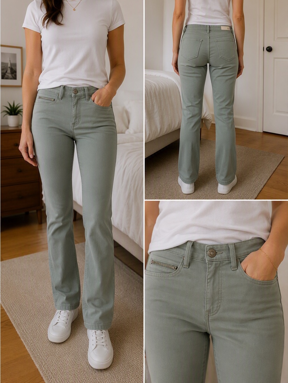 Ag Adriano Goldschmied Flare Jeans in Sage Green